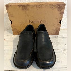 Børn Black Fran Leather Slip On Shoes NIB Women’s 8